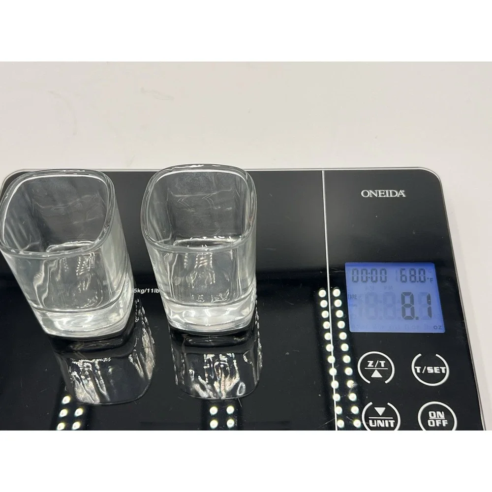 Pair Square Clear Glass Shot Glasses Heavy Base 2.75